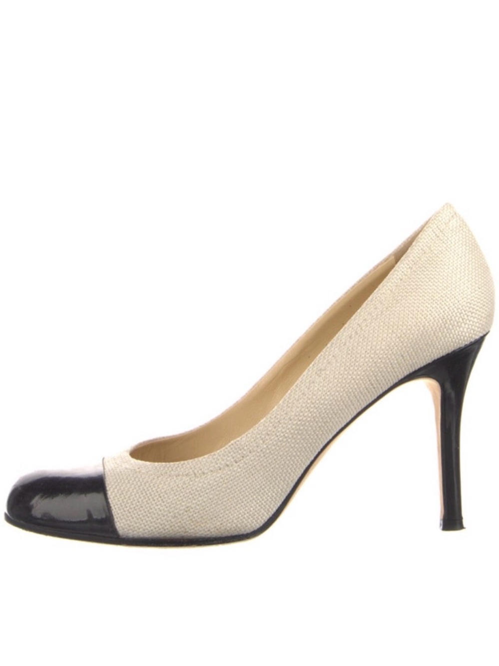 Kate Spade Two-Tone Ivory and Black Cap-Toe Pump